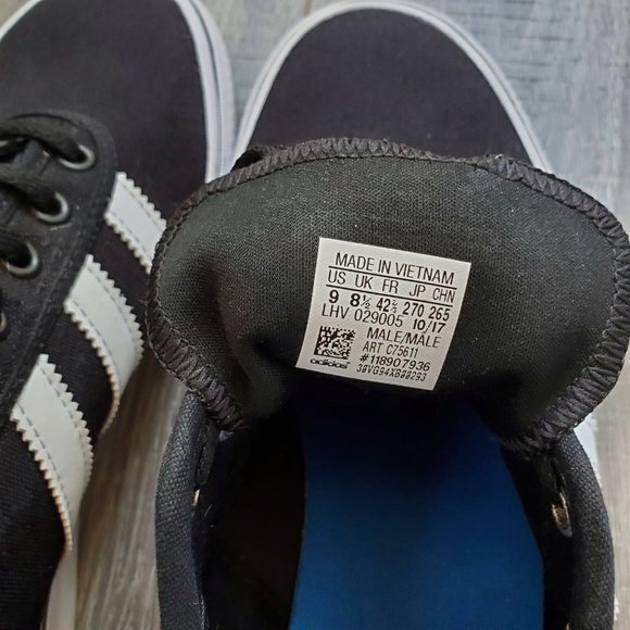 SOLD Adidas Adi-Ease Skate Shoes Black/White Men 9 - Picture 9 of 12
